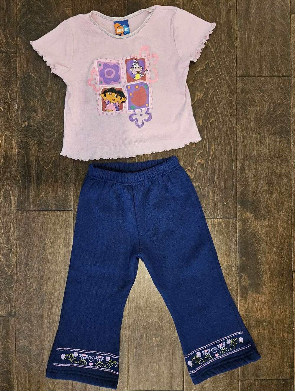 Vintage Dora The Explorer Pink Top and Blue Pants Matching Set